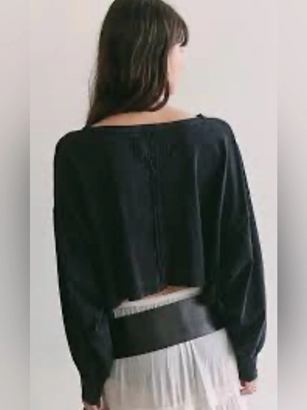 NWT FREE PEOPLE WE THE FREE SANDY LONG SLEEVE TOP BLACK
